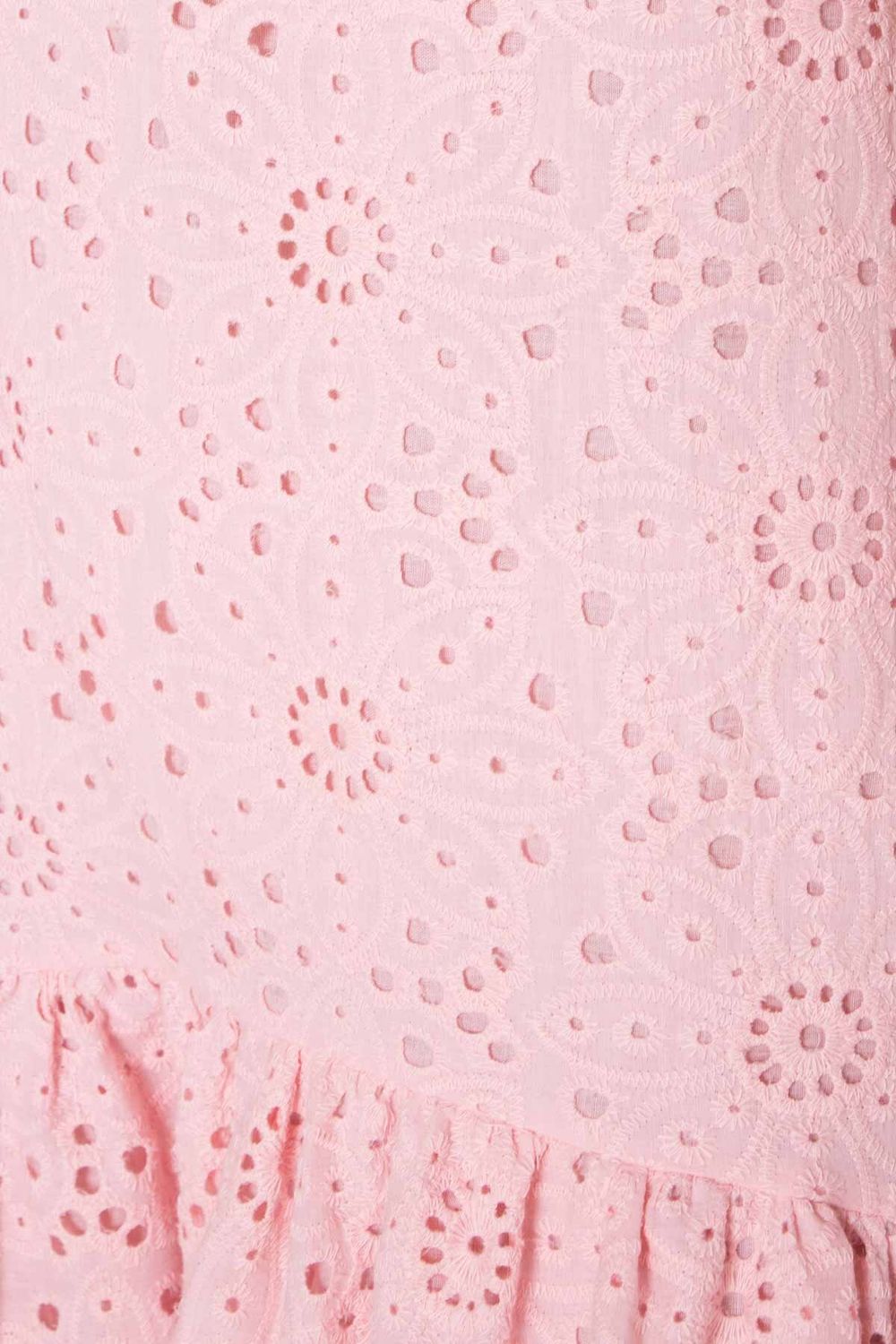 Летнее платье оверсайз хлопковое из прошвы розовое - фото
