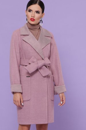Красивое женское пальто розового цвета осеннее - фото