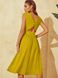 Летнее льняное платье клеш желтого цвета, L(48)
