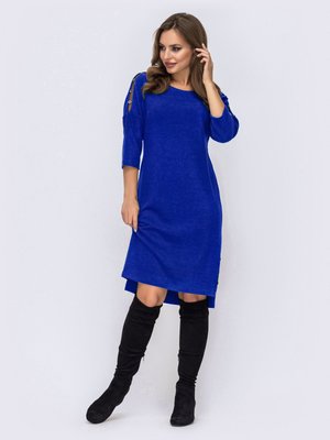 Вечернее платье больших размеров с блеском голубого цвета - фото