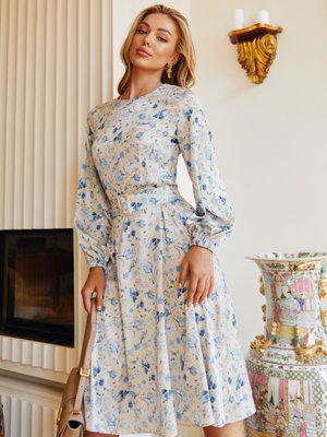 Шелковое платье миди с цветочным принтом - фото