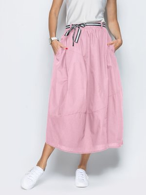 Летняя юбка макси розового цвета - фото