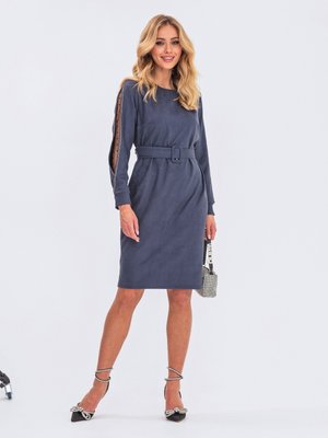 Нарядне плаття з мікровельвету синього кольору - фото