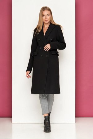 Класичне чорне пальто жіноче кашемірове - фото