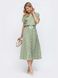 Літня сукня в горошок зі спідницею-сонце оливкова, 52