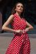 Элегантное летнее платье с запахом в горошек красное, XL(50)