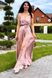 Элегантное длинное платье на запах с принтом персиковое, S(44)