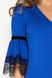 Красивое трикотажное платье футляр с кружевом синее, 52