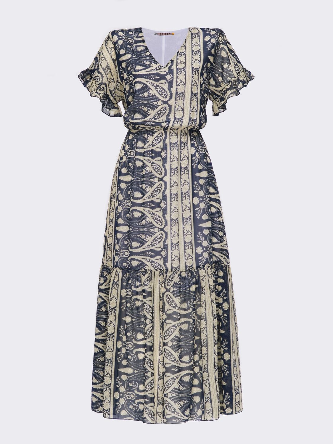 Стильное шифоновое платье с абстрактным принтом - фото