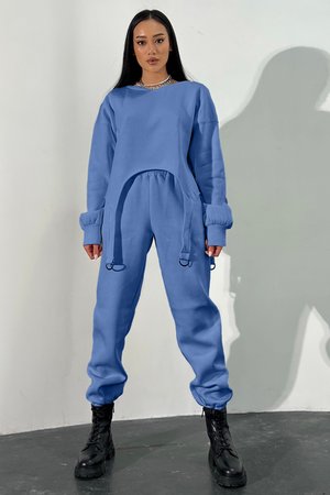 Модный женский свитшот голубого цвета - фото