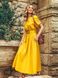 Летнее расклешенное платье из льна желтого цвета, 52