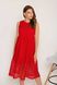 Літнє гипюрове плаття міді з високою талією червоне, 52