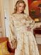 Шелковое платье миди с цветочным принтом бежевое, XL(50)