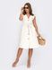 Льняна сукня-сорочка з накладними кишенями біла, S(44)