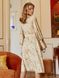 Шелковое платье миди с цветочным принтом бежевое, XL(50)