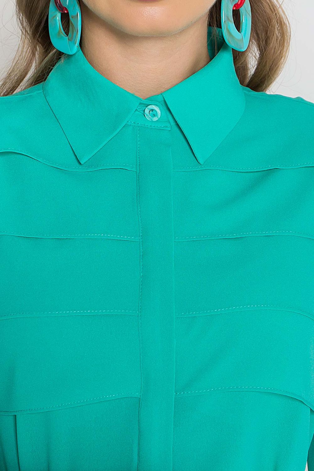 Модна блузка з креп-шифону м'ятного кольору - фото