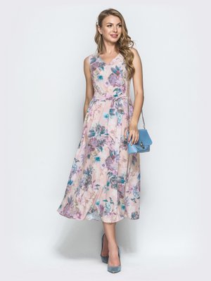 Женственное платье из софта в нежный цветочный принт - фото