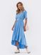 Літня лляна сукня міді блакитного кольору, L(48)