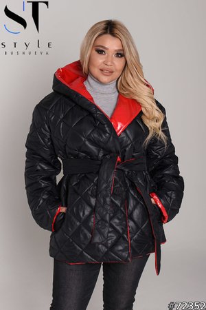 Зимняя двусторонняя куртка черно-красная - фото