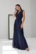 Святкова вечірня сукня з шовку синього кольору, XL(50)