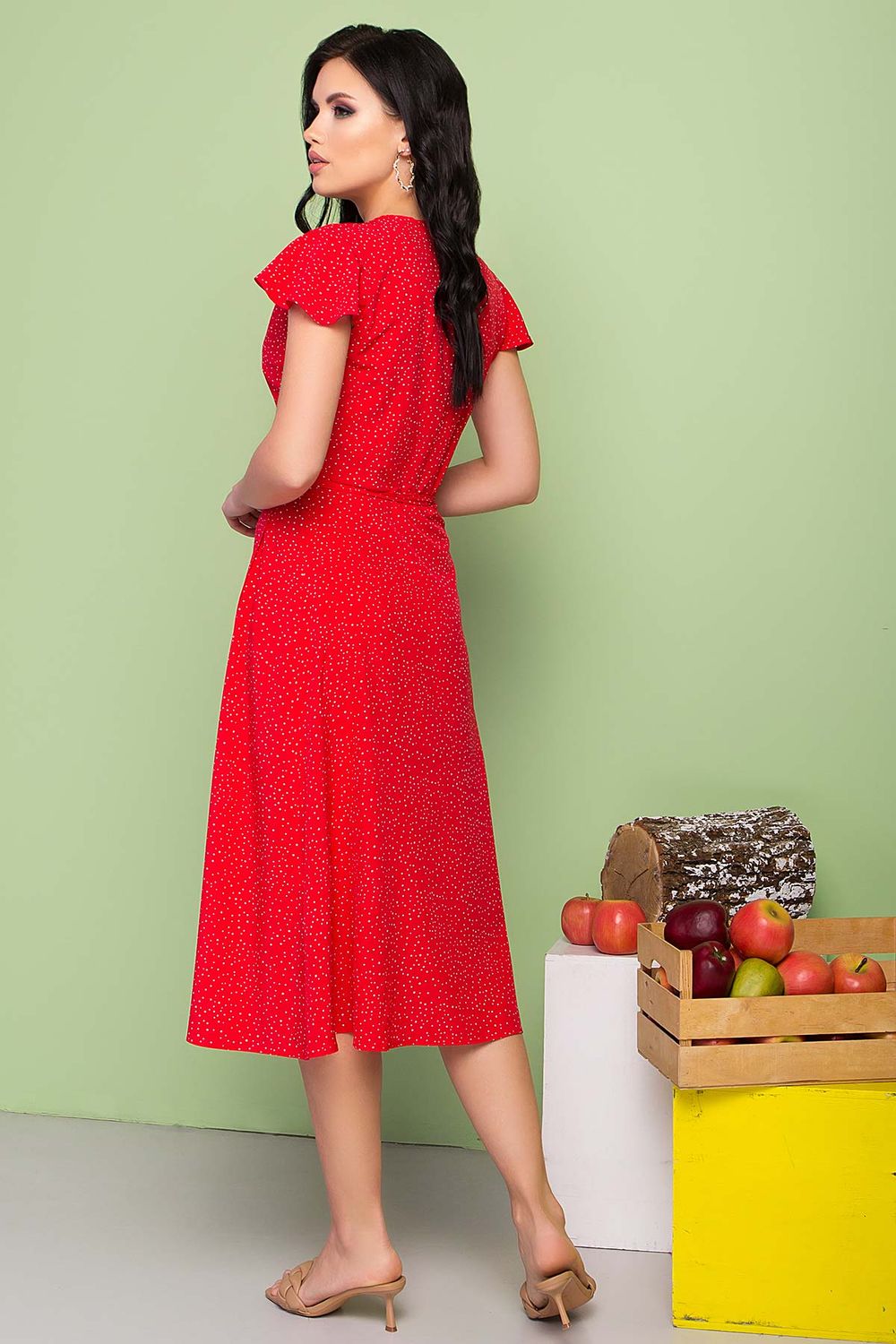 Літнє плаття кльош на запах червоне - фото