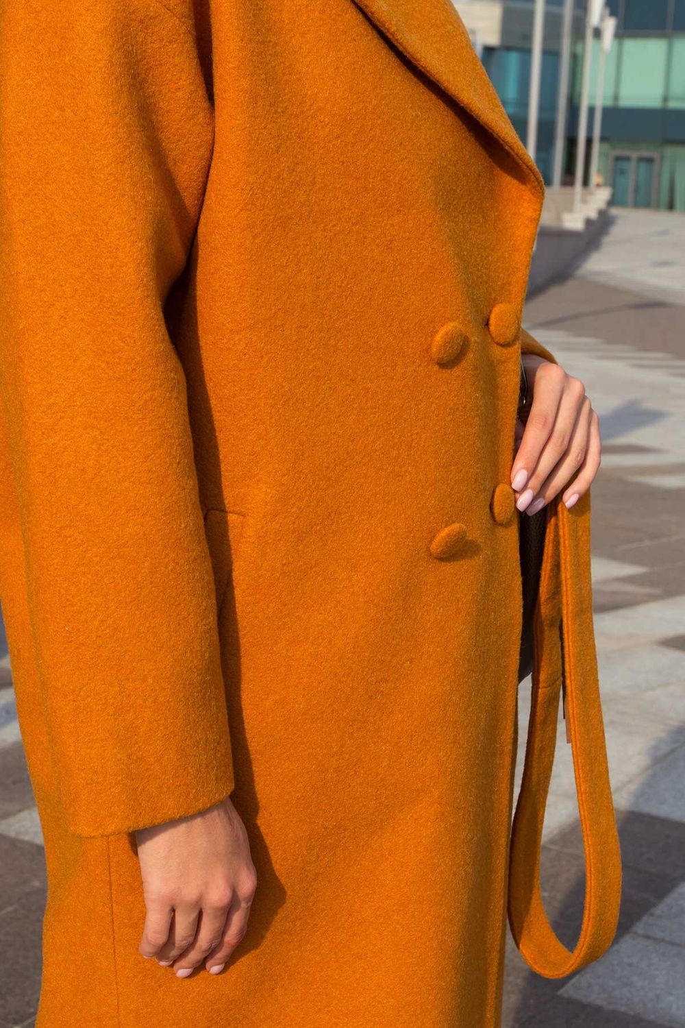 Жіноче осіннє пальто оверсайз вовняне двубортное - фото