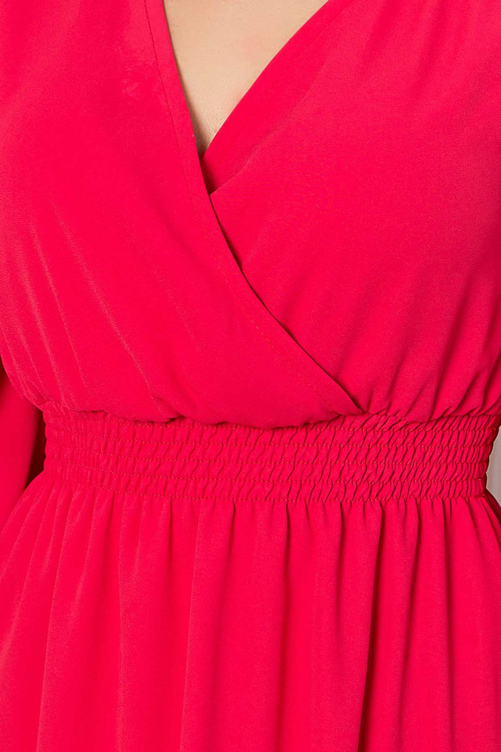 Легкое летнее платье в высокой талией шифоновое - фото