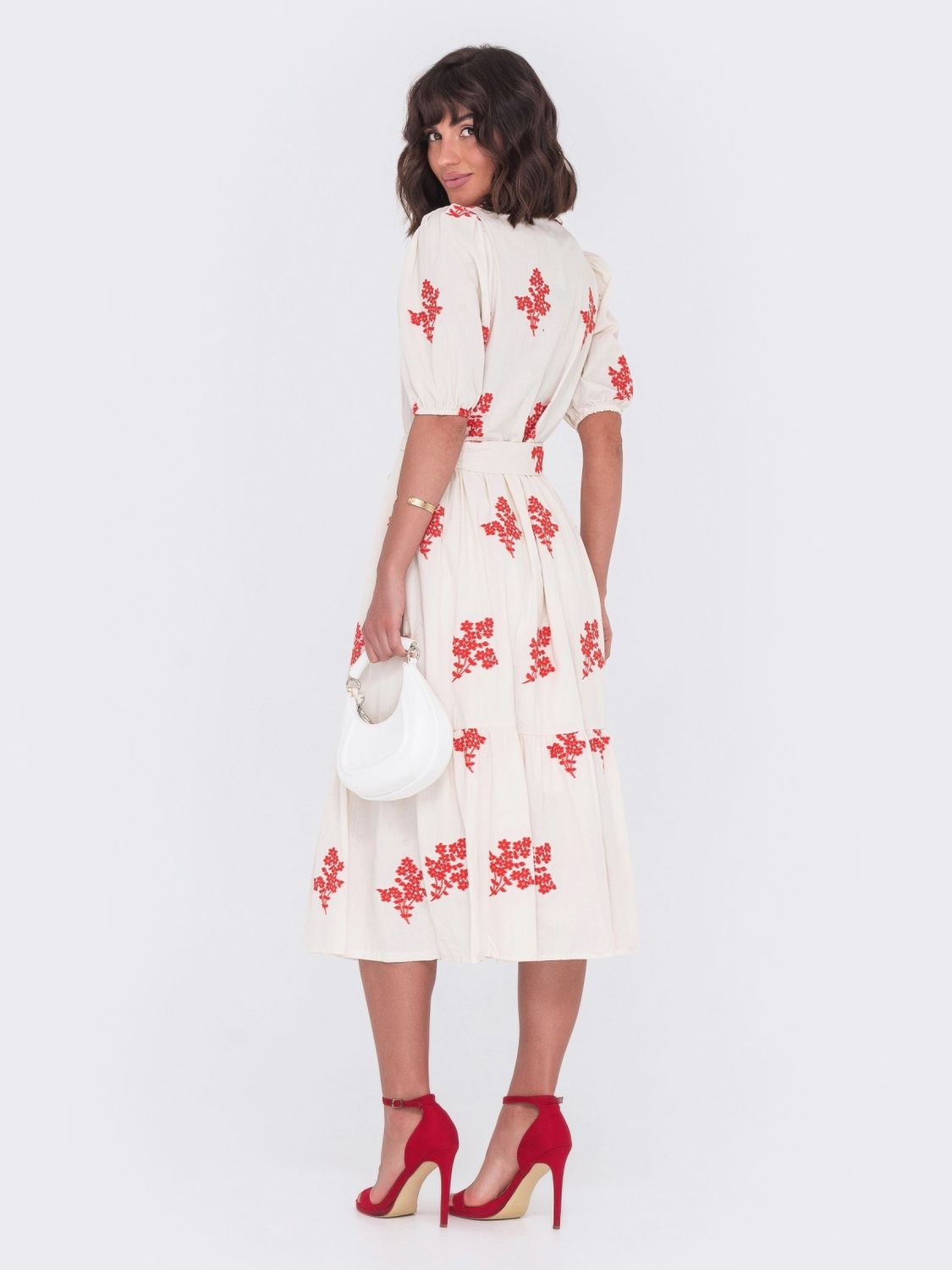 Гарне літнє плаття кльош з бавовни - фото