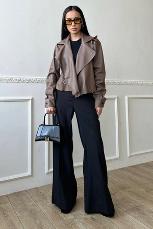 Черные женские брюки-палаццо - фото