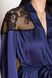 Жіночий атласний халат з гіпюром синій, XL(50)