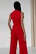 Летний льняной костюм в классическом стиле красного цвета, XL(50)