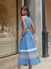 Летнее платье-миди из голубого льна "жатка", XL(50)