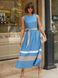 Літнє плаття-міді з блакитного льону "жатка", XL(50)