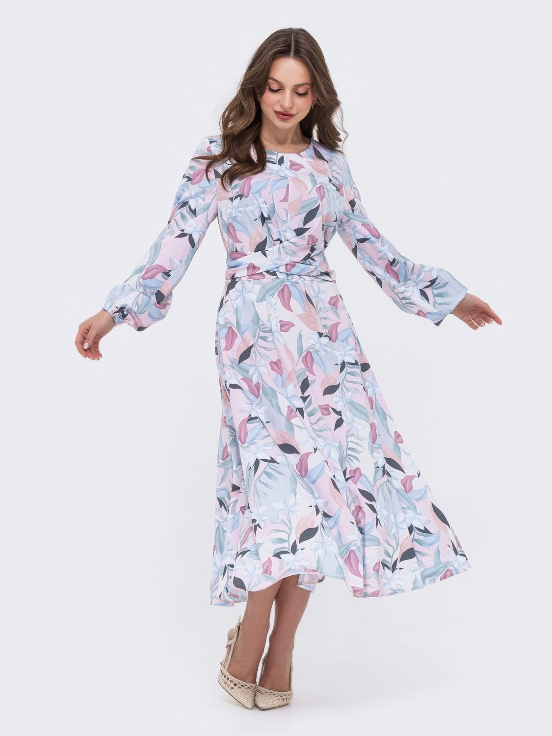 Весняна сукня максі з принтом - фото
