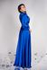 Элегантное вечернее платье в пол из шелка синее, XL(50)
