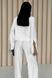 Стильний літній брючний костюм з льону білого кольору, XS(42)