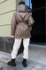 Зимова куртка oversize з еко-шкіри бежевого кольору, L-XL