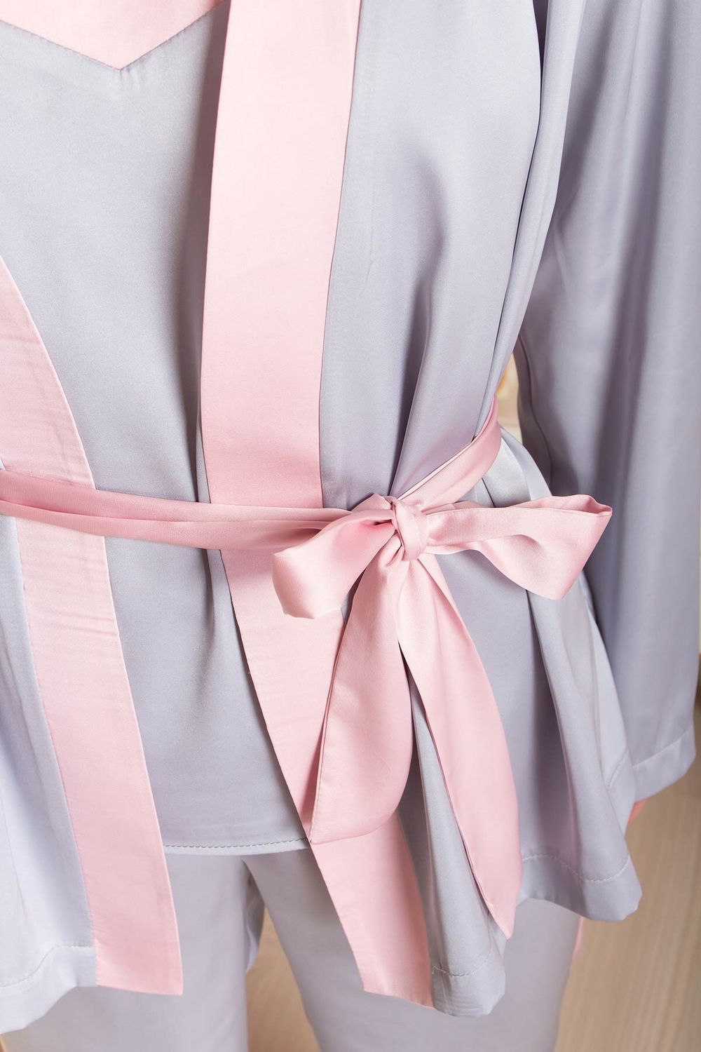 Домашний шелковый халат пижамный женский - фото