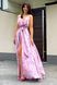 Елегантна довга сукня на запах з принтом рожева, S(44)