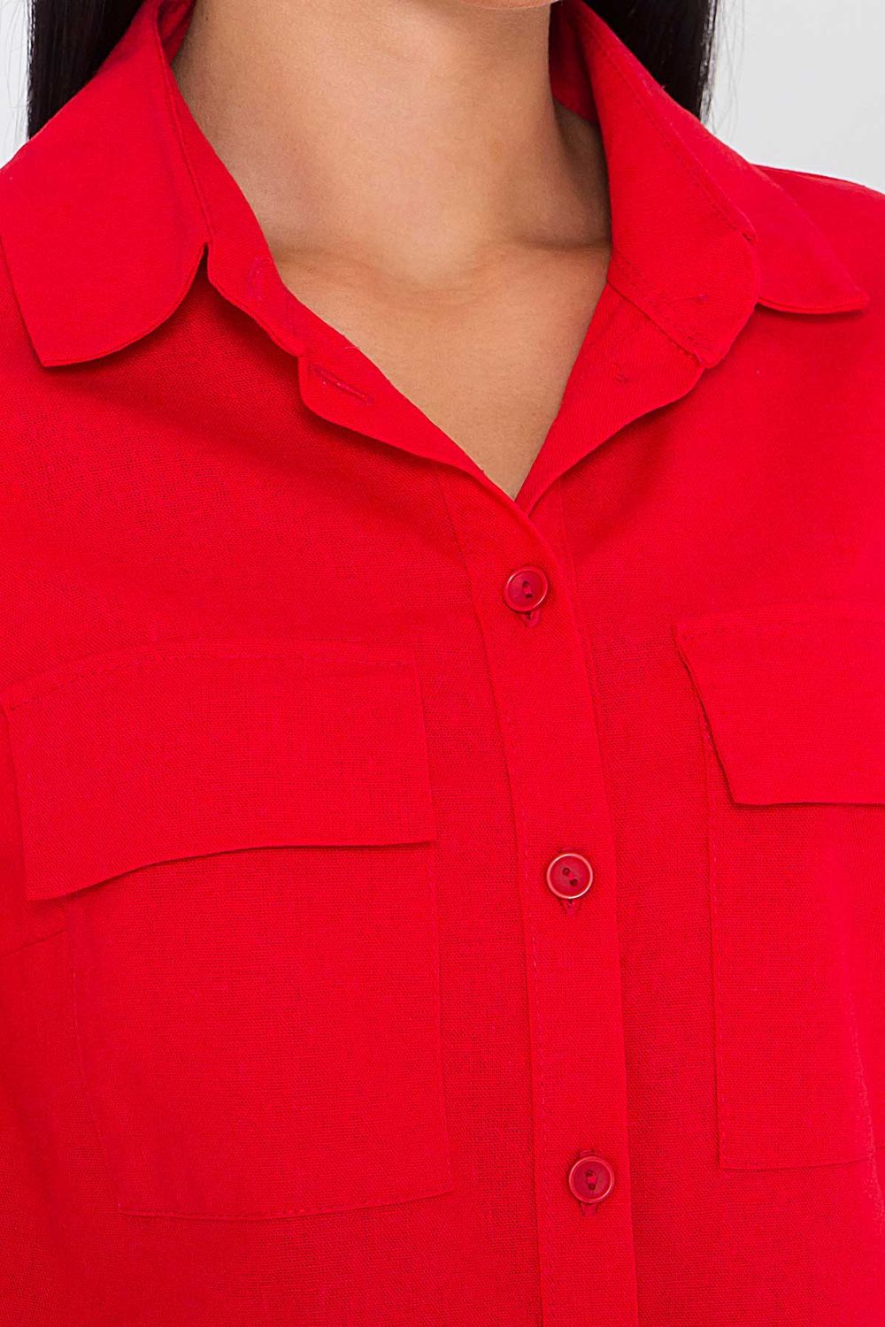 Жіночий літній костюм з шортами червоного кольору - фото