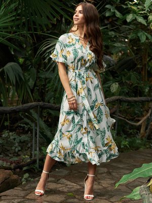 Літня сукня сорочка з красивим принтом - фото