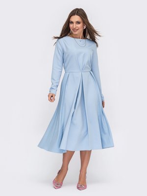 Гарне плаття зі спідницею сонце-кліш блакитне - фото