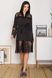 Жіночий атласний халат з гіпюром чорний, XL(50)