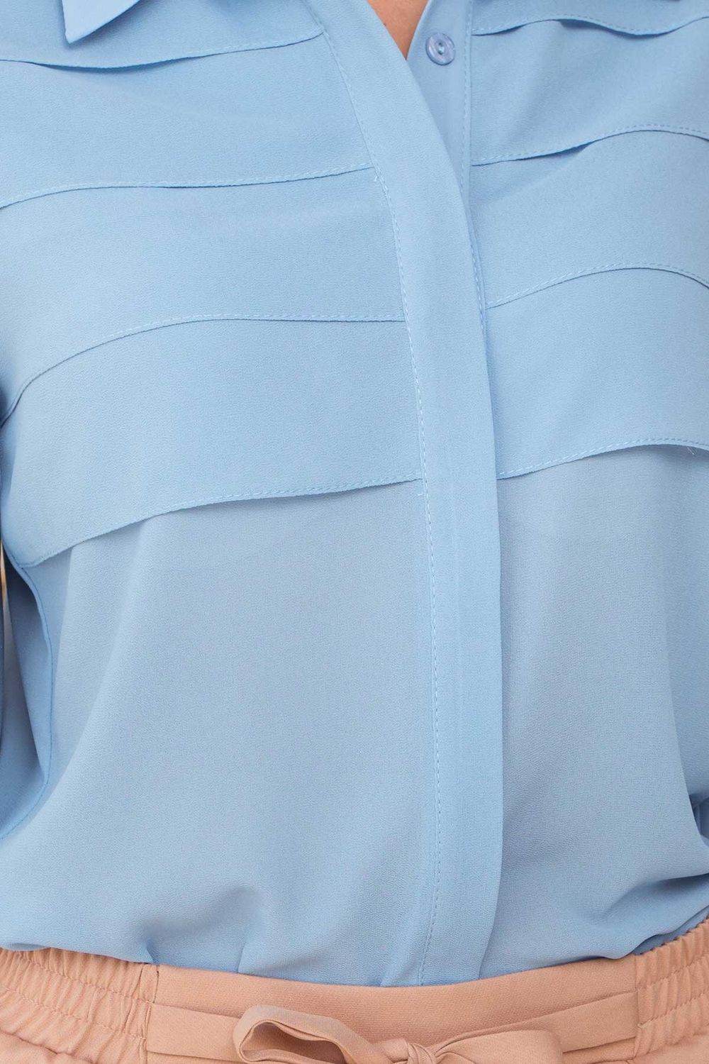 Стильна блакитна блузка з креп-шифону - фото