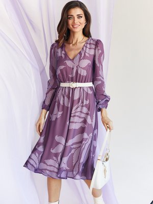 Красива шифонова сукня з V-подібним вирізом горловини - фото