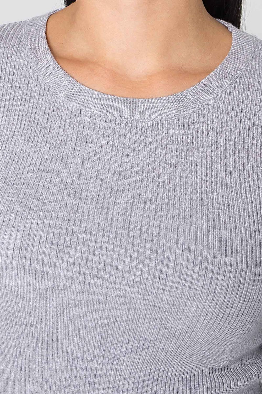 Жіноча базова кофточка джемпер сірого кольору - фото