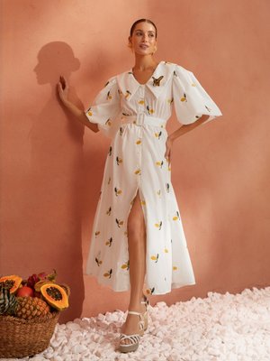 Елегантна літня сукня сорочка з вишивкою - фото